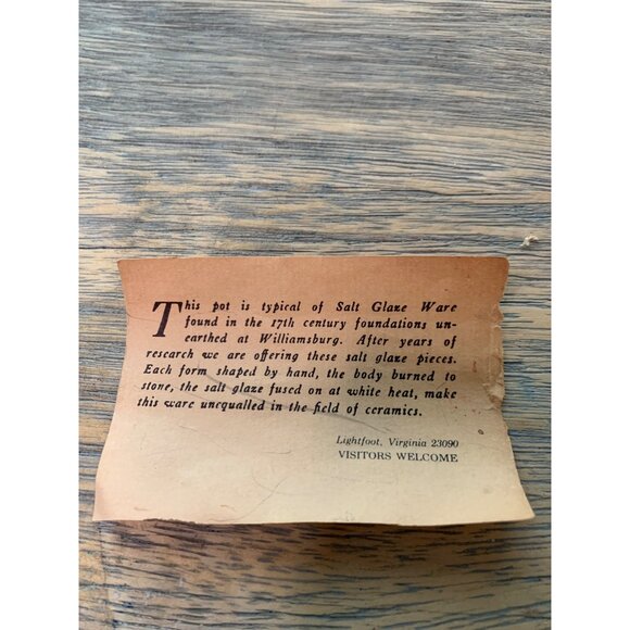 Hand-Carved Williamsburg Pottery Cobalt Salt Glaze Pitcher Circa 1750 Lightfoot - Picture 6 of 6